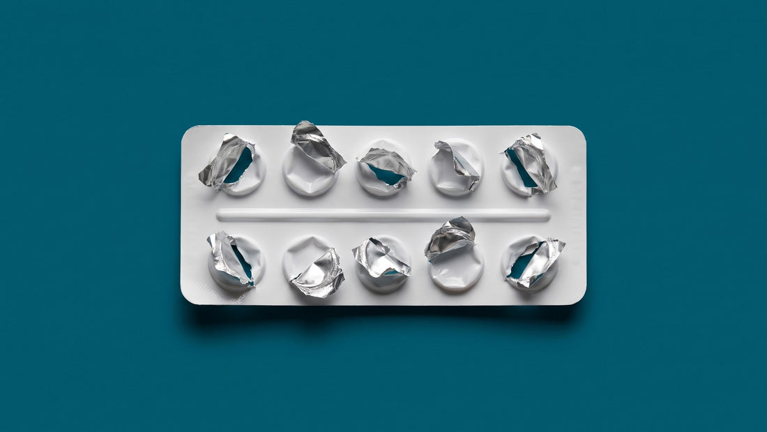 An empty blister pack with every foil bubble burst - the recurrent UTI antibiotic cycle - ADIRA