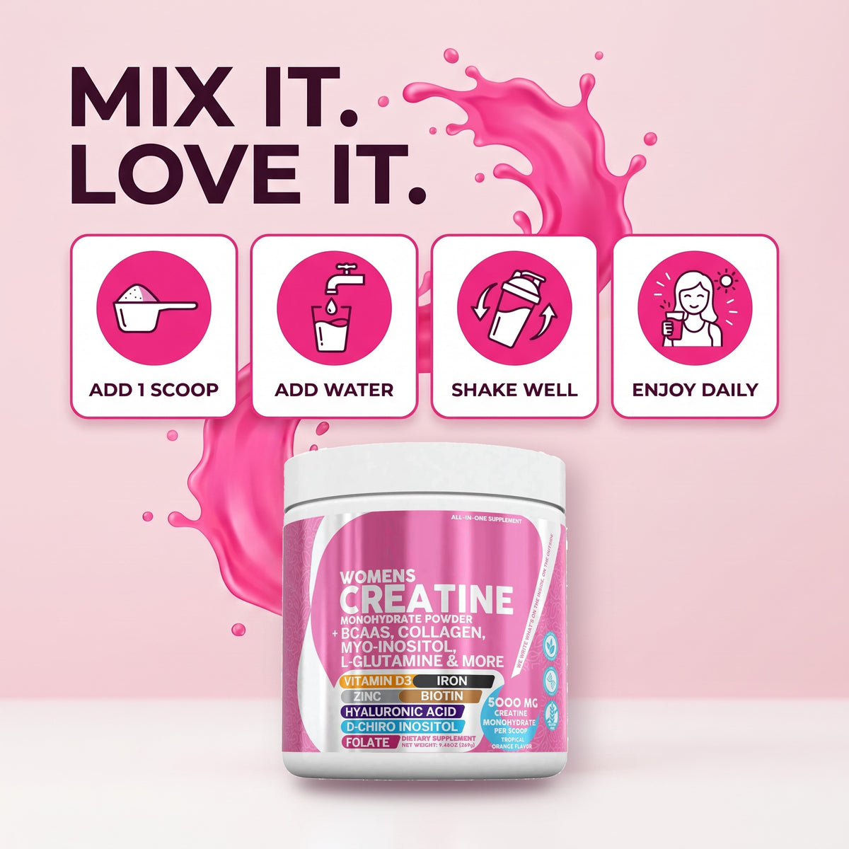 How to mix: 1 scoop, water, shake, enjoy daily