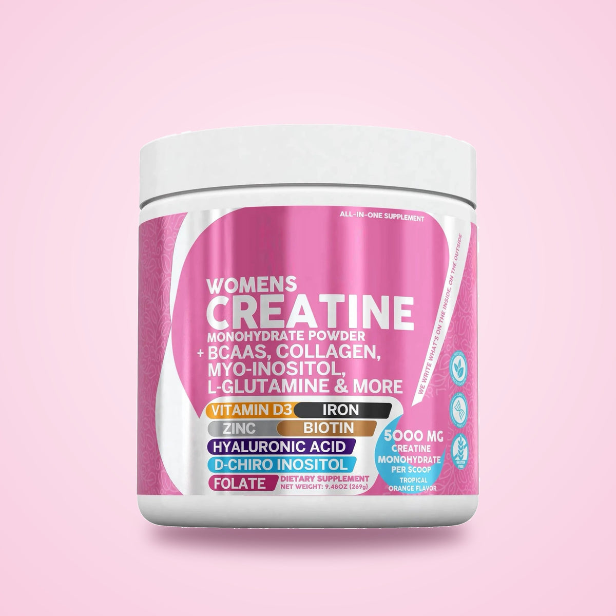 ADIRA Creatine for Women tub, tropical orange