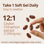 ADIRA Ceylon Cinnamon softgels with MCT oil, close-up
