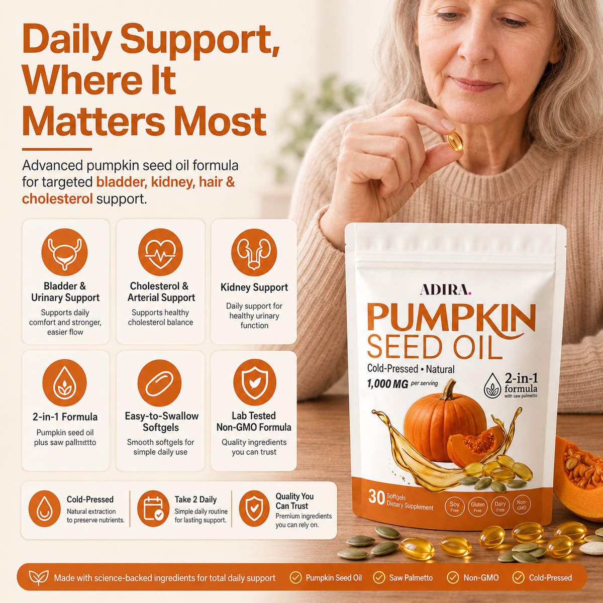 ADIRA Pumpkin Seed Oil softgels – product view 3